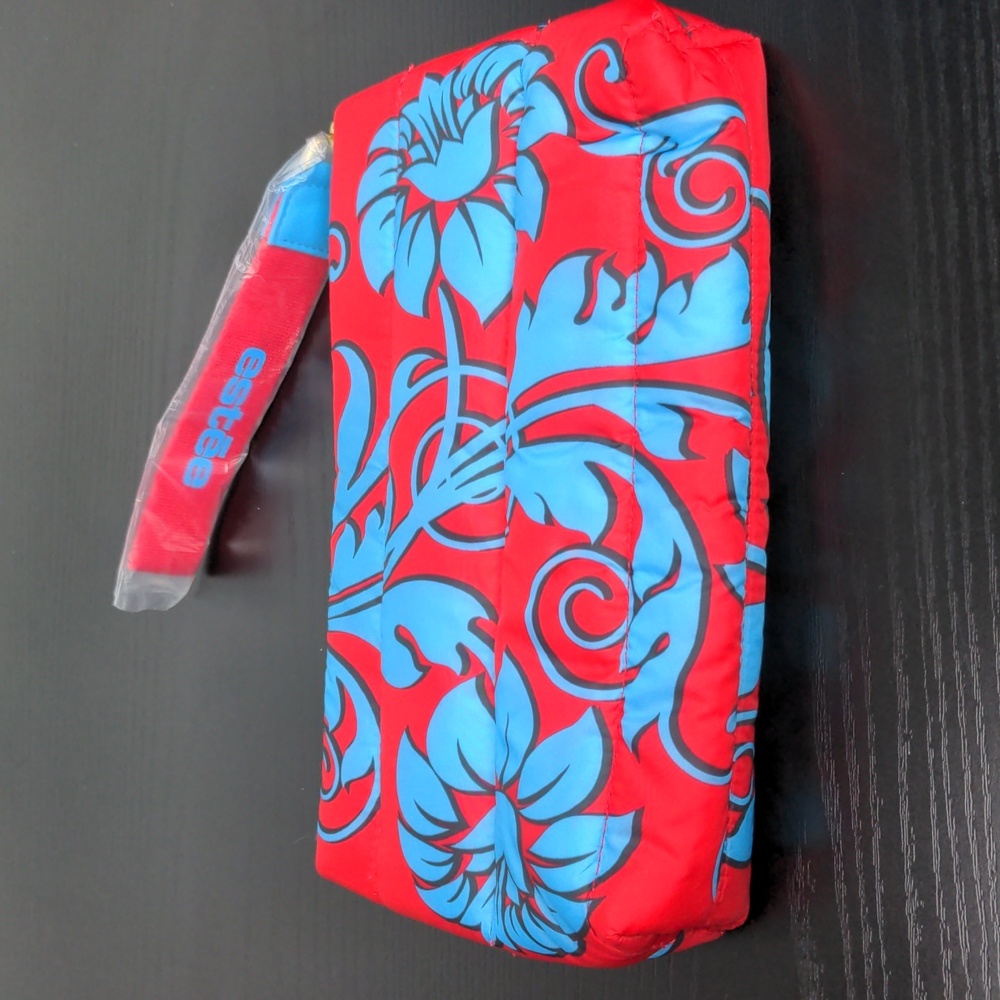 Estee Lauder Cosmetic Bag Case, Flower blue and red